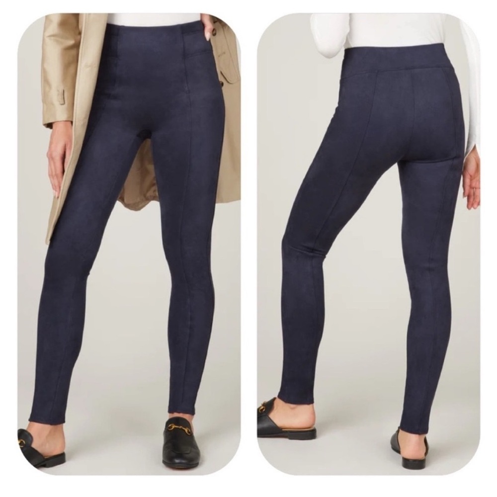 SPANX Faux Suede Navy Leggings